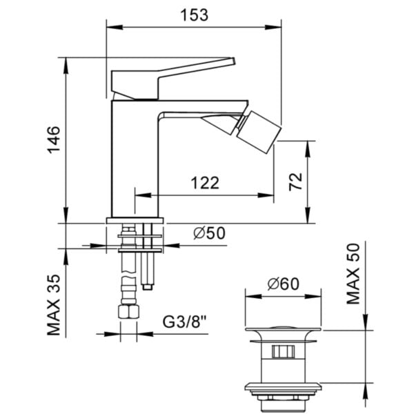 SCHEDA TECNICA MISCELATORE BIDET BIBLOS