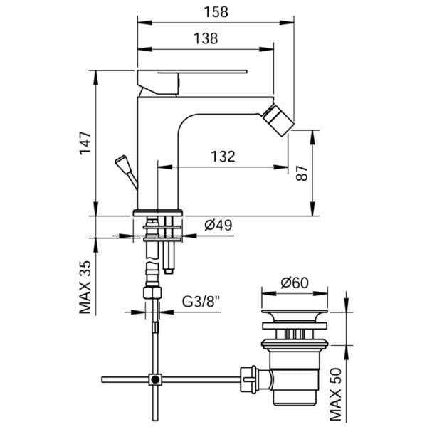 SCHEDA TECNICA MISCELATORE BIDET CLETIA