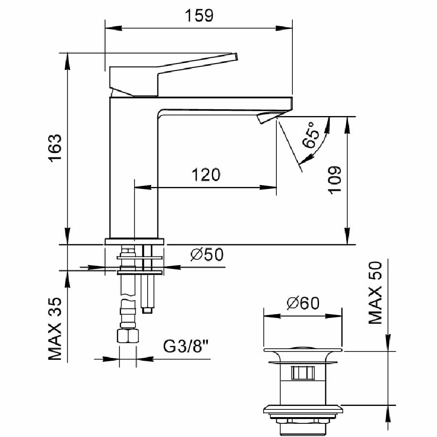 SCHEDA TECNICA MISCELATORE LAVABO BIBLOS